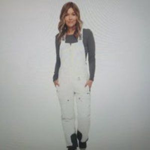 Women's White Traverse Eco Recycle Bib Snow Overalls- XL